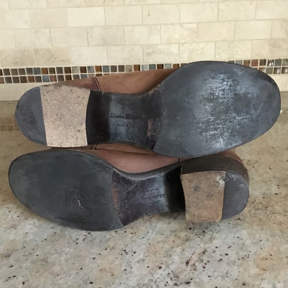 Vintage Salvatore Ferragamo Brown Distressed Leather Tall Riding Boots - Picture 7 of 16